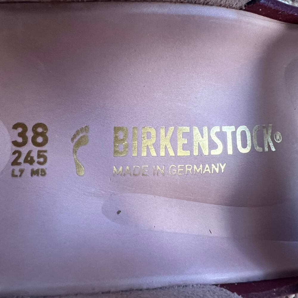 Birkenstock Two-Tone Burgundy and Beige Arizona Sandals - Picture 8 of 13